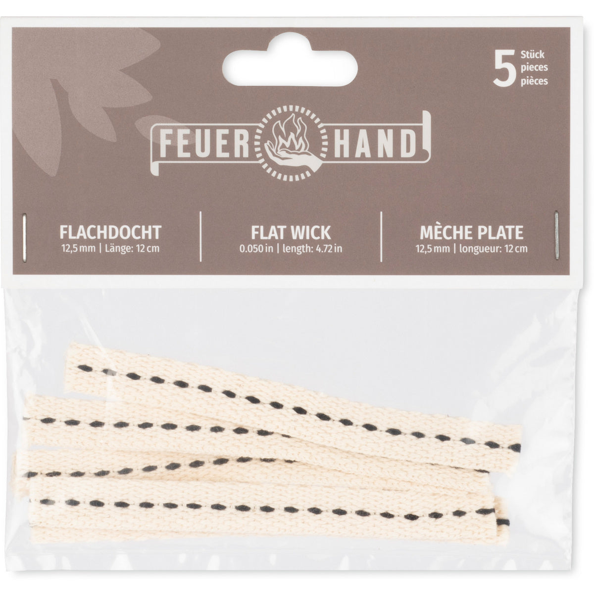 Flachdocht 12,5 mm Set à 5 Stück