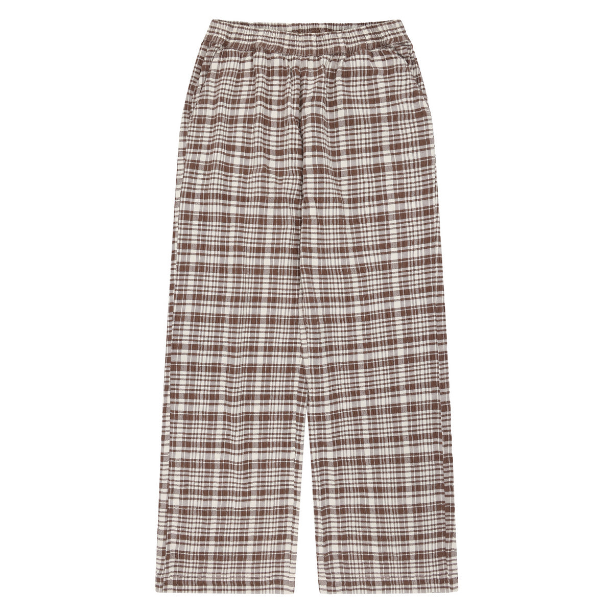 Posey Wide Mid-Rise Check Seersucker Pants W