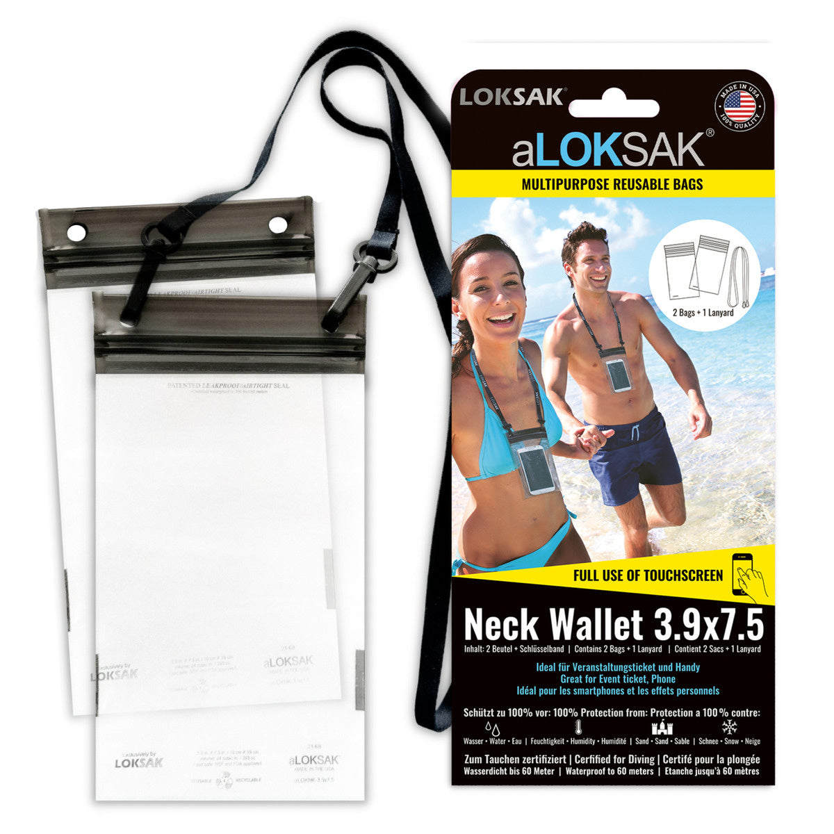 aLOKSAK Neck Wallet 3.9x7.5 - 2 Stück 1 Schlüsselband