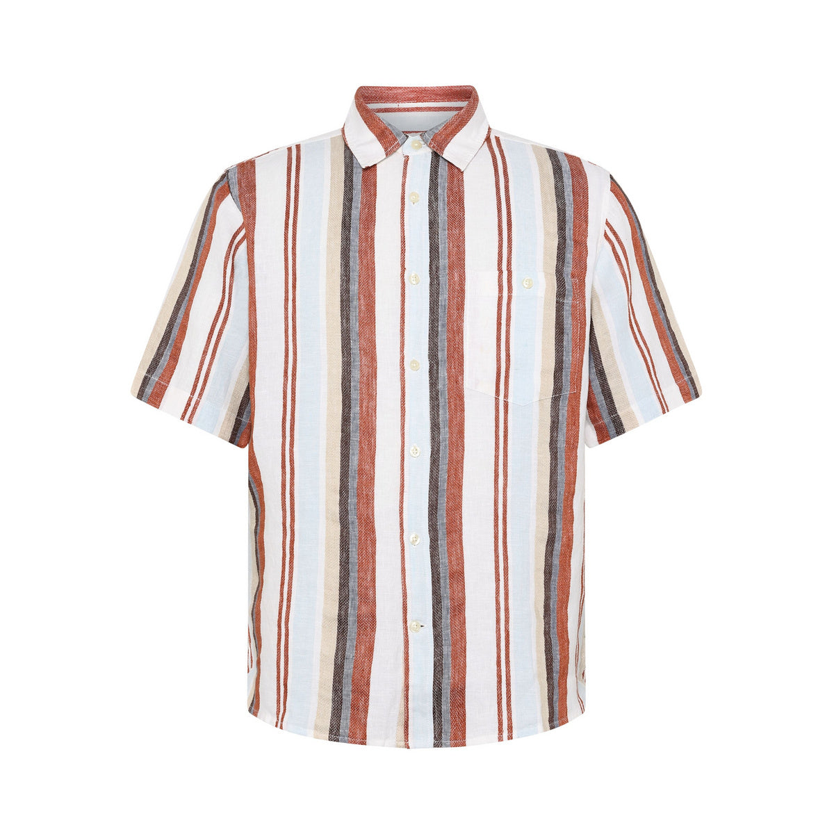 Regular Multi Stripe Linen SS Shirt M